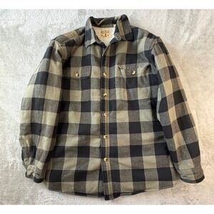 Red Head Flannel Shirt Jacket Mens Size M Green Black Plaid Sherpa Lined